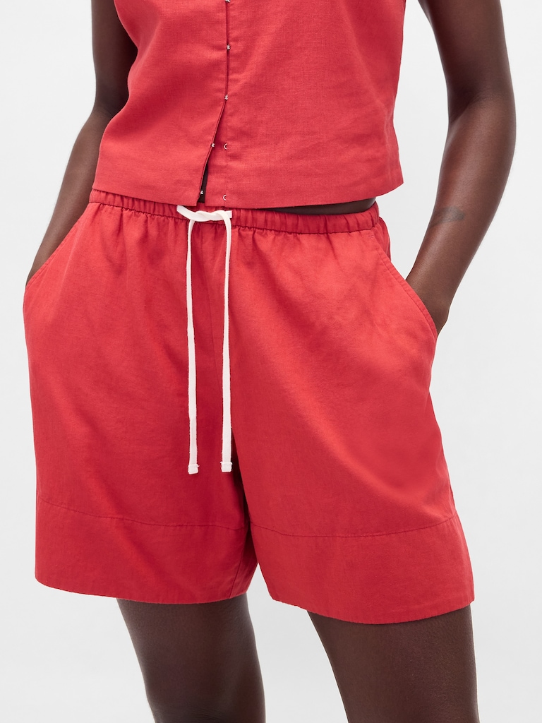 Linen-Blend Easy Shorts