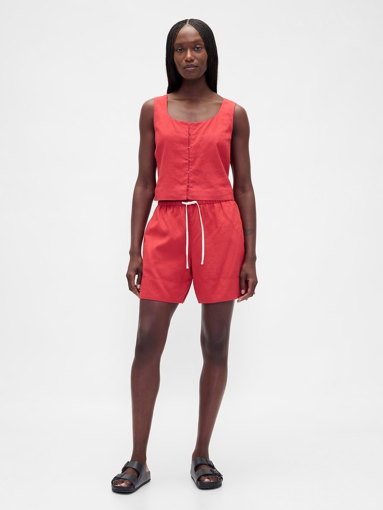 Linen-Blend Easy Shorts