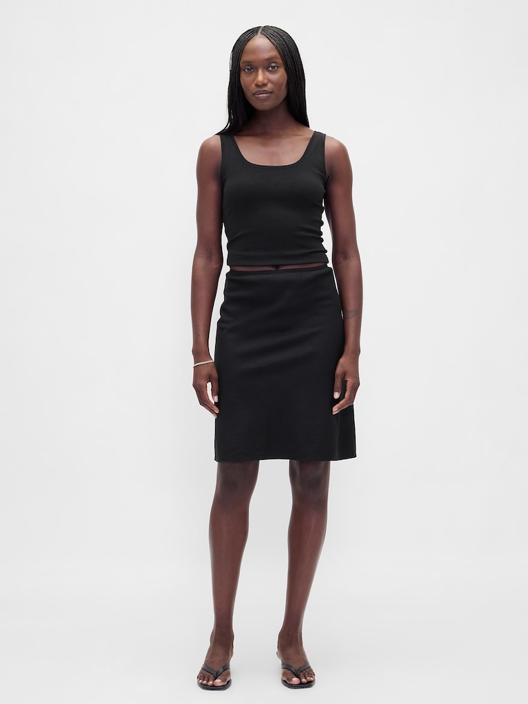 Linen-Blend Bias-Cut Skirt