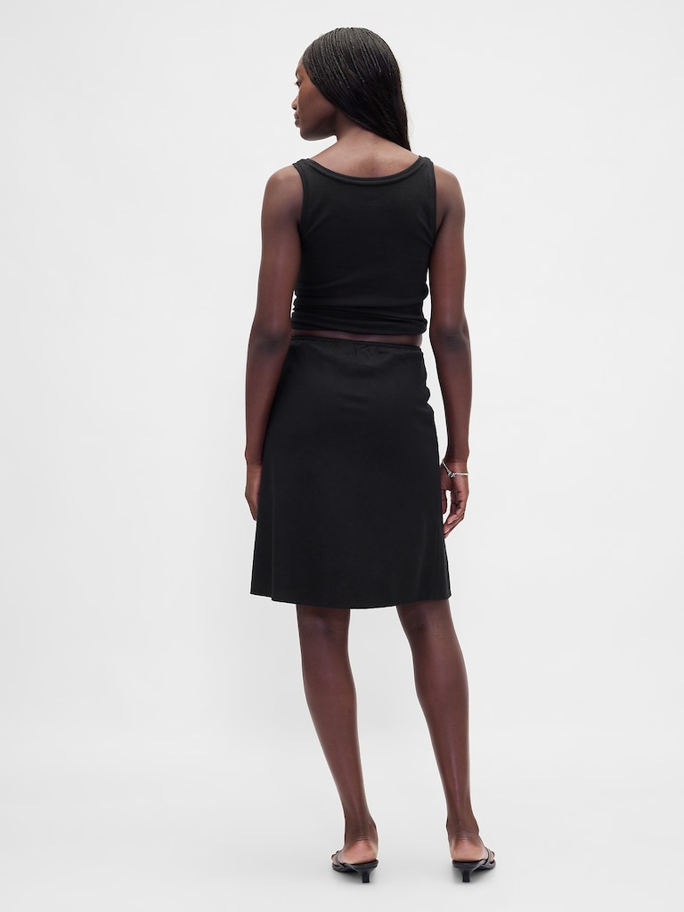 Linen-Blend Bias-Cut Skirt