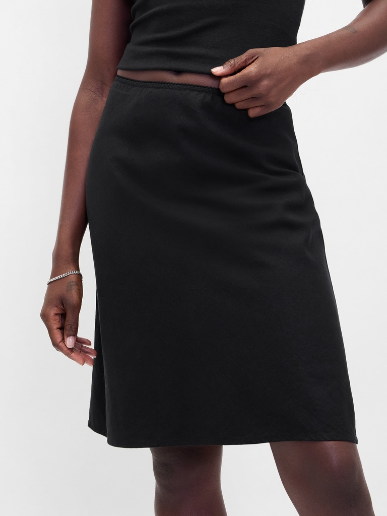 Linen-Blend Bias-Cut Skirt