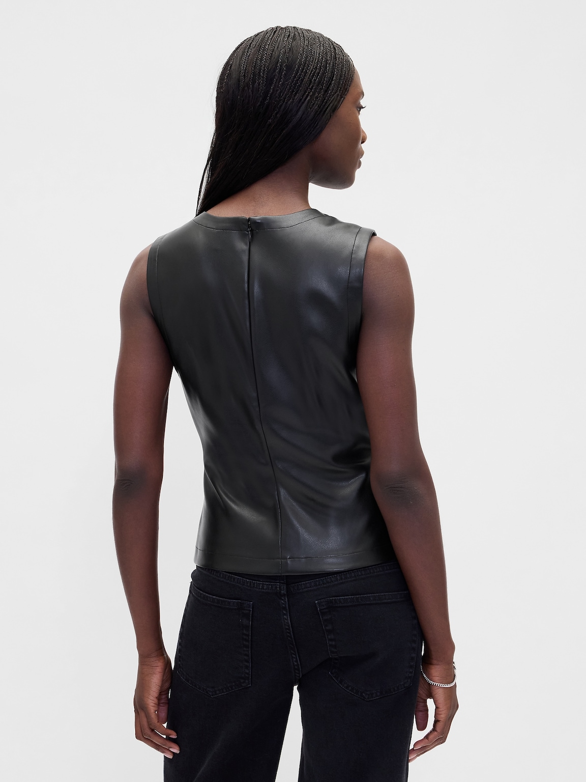 Vegan Leather Shell Tank Top
