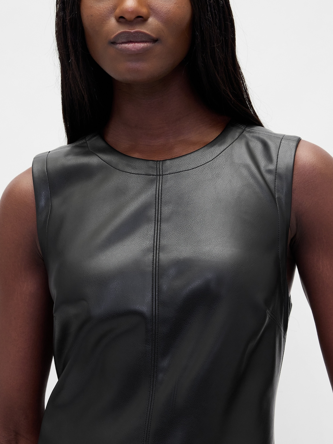 Vegan Leather Shell Tank Top