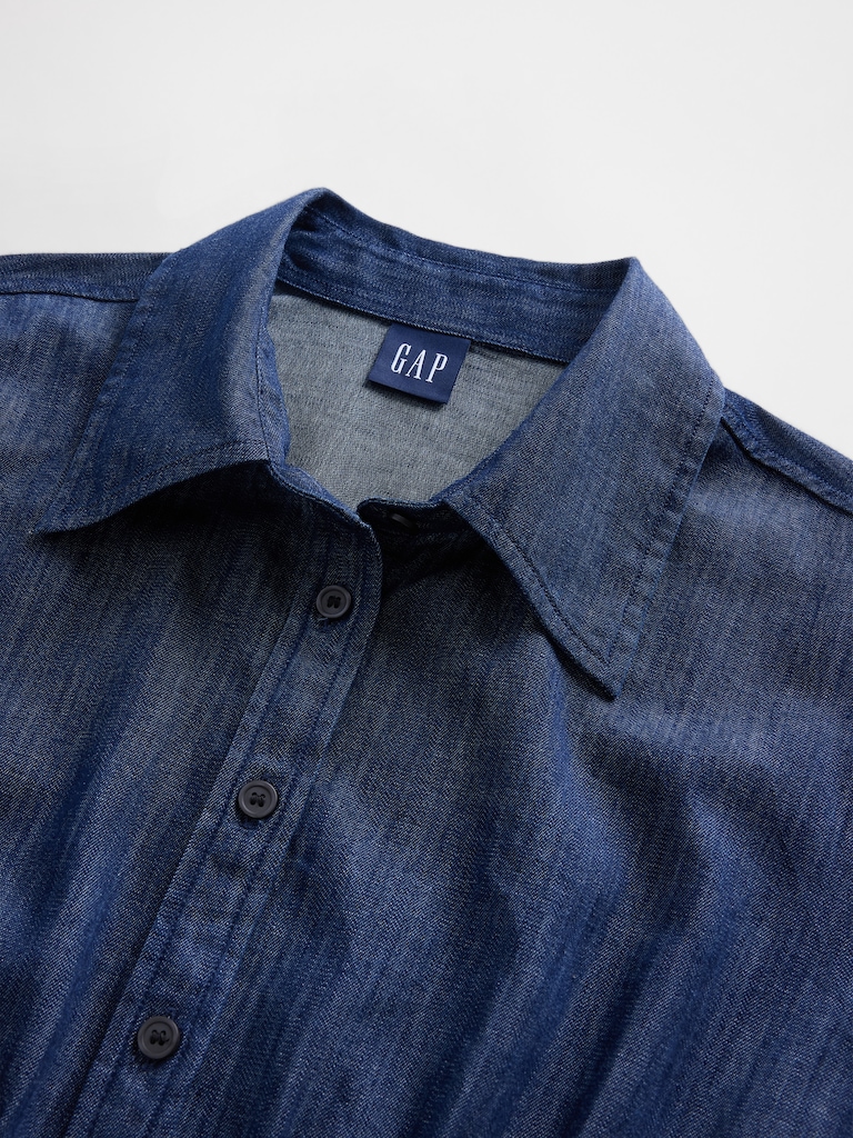 Pleated Mini Shirtdress