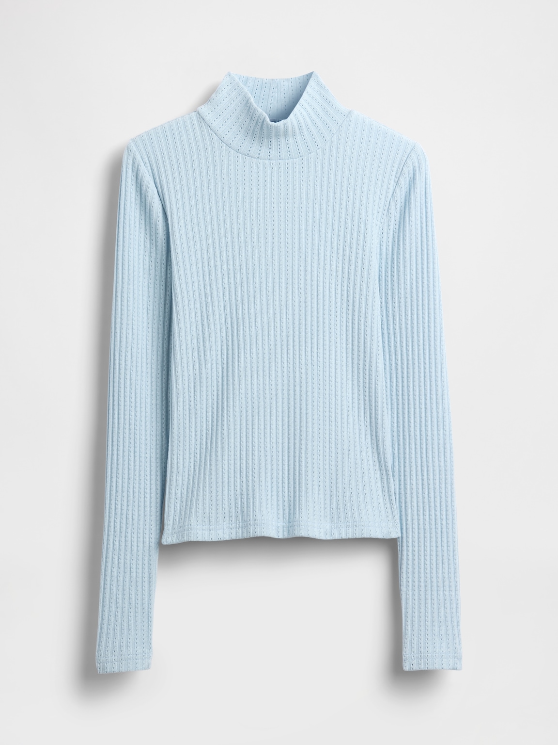 Pointelle Rib Crop Turtleneck