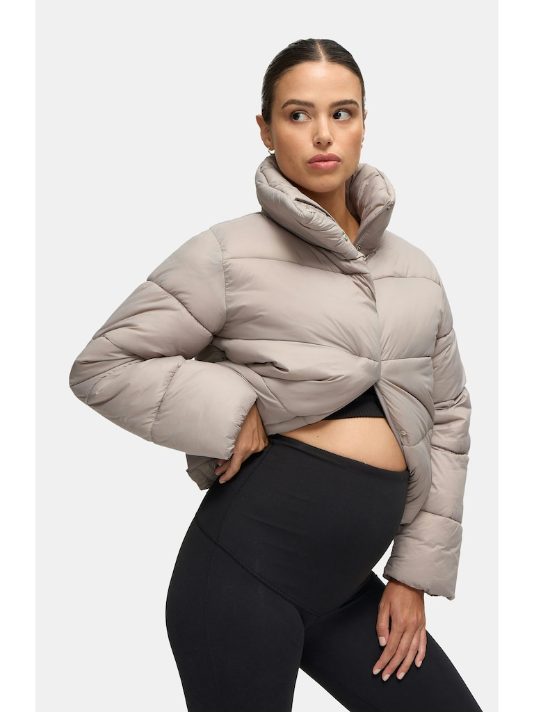 Ingrid and Isabel Cloud Crop Side Zip Maternity Puffer Jacket