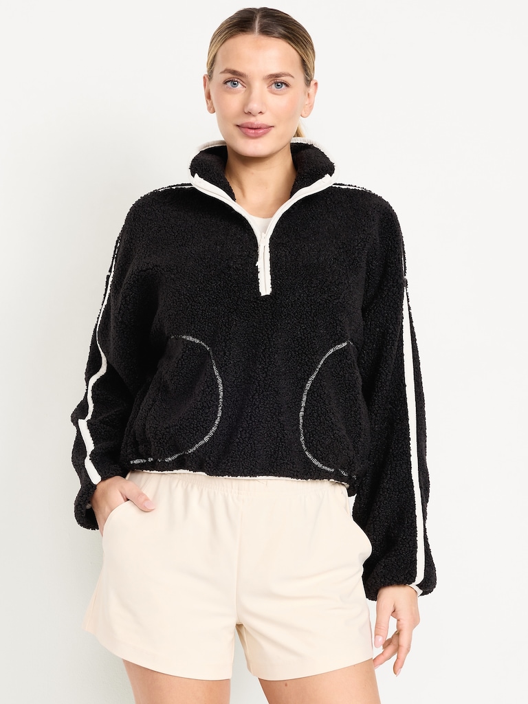 Loose Sherpa Quarter-Zip Pullover