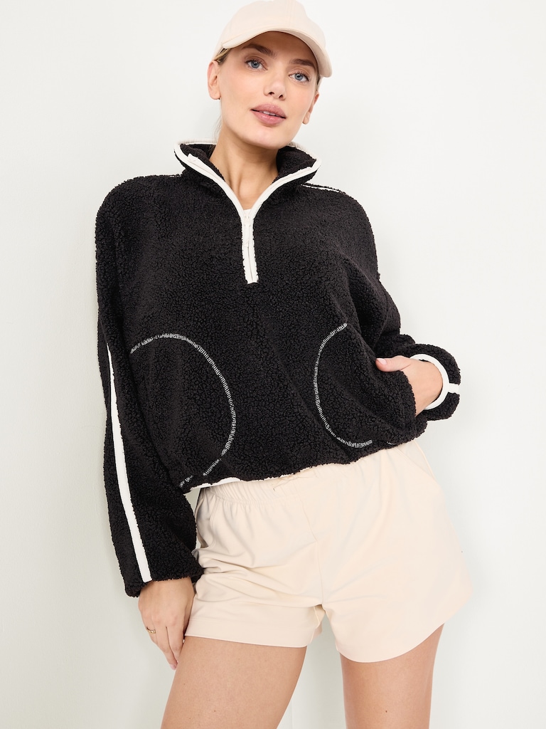 Loose Sherpa Quarter-Zip Pullover