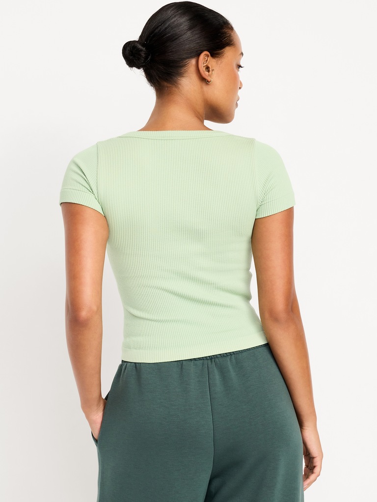 Exhale Seamless Cropped Rib T-Shirt