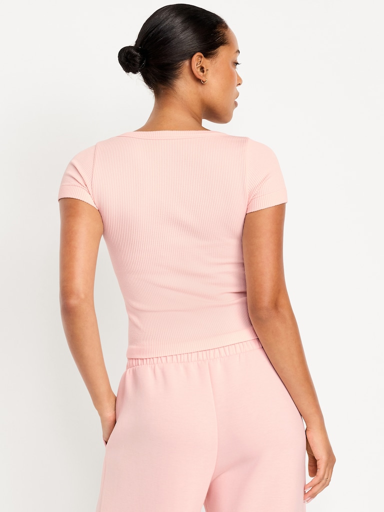 Exhale Seamless Cropped Rib T-Shirt