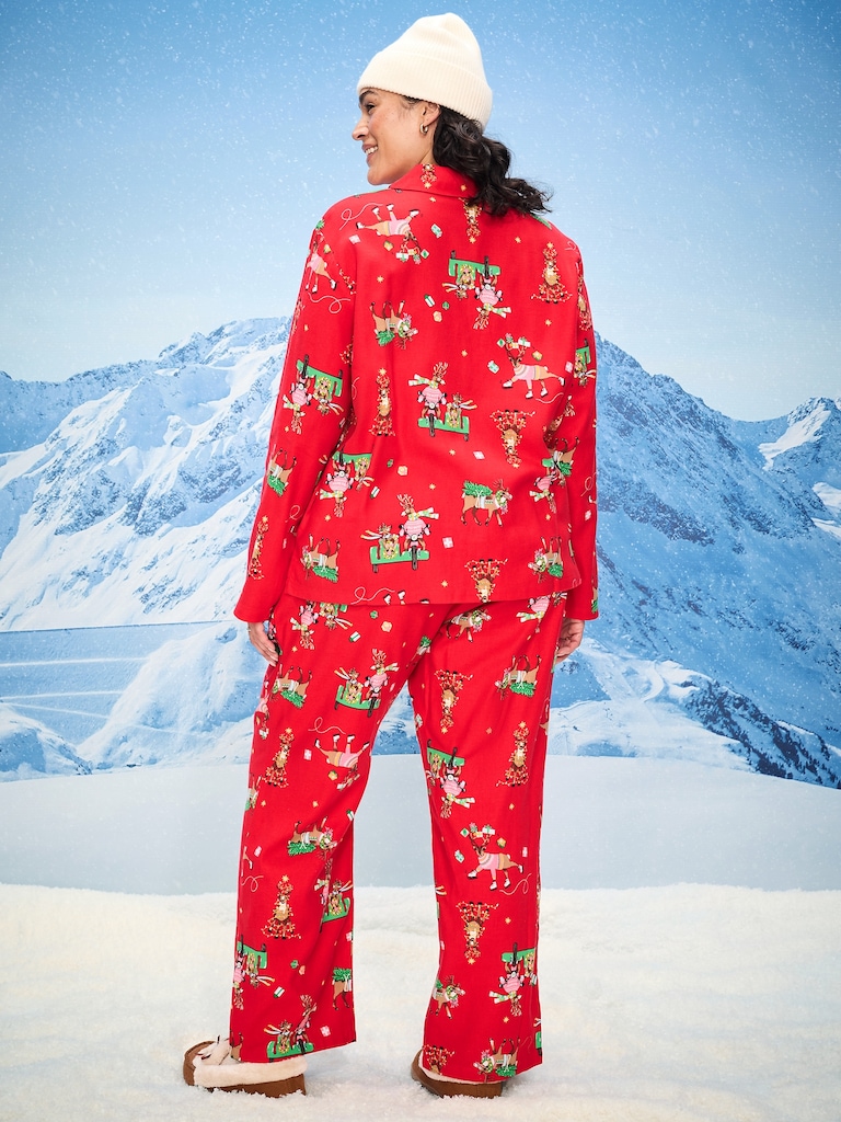 Printed Flannel Pajama Pant Set for Women