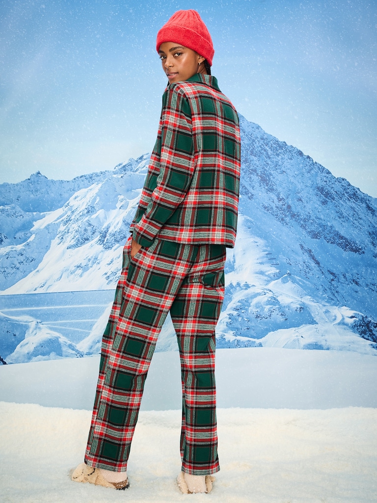 Plaid Flannel Pajama Pant Set for Women