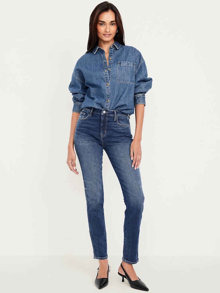 High-Waisted Vintage Slim Jeans