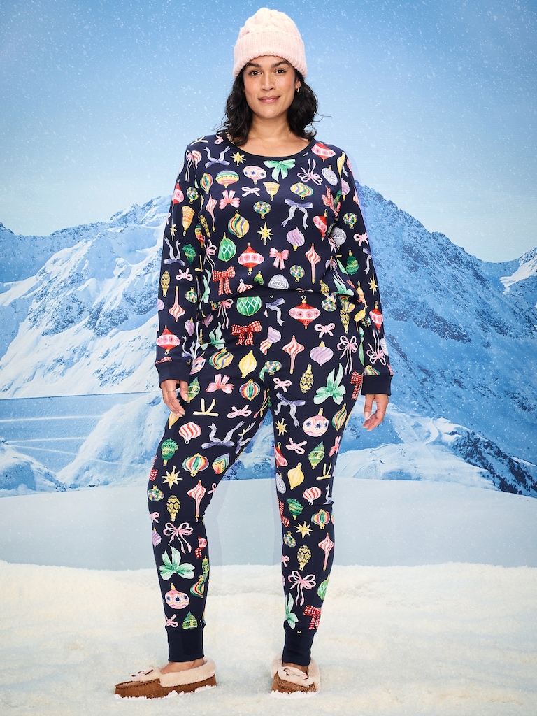 Scoop-Neck Waffle Pajama Top for Women