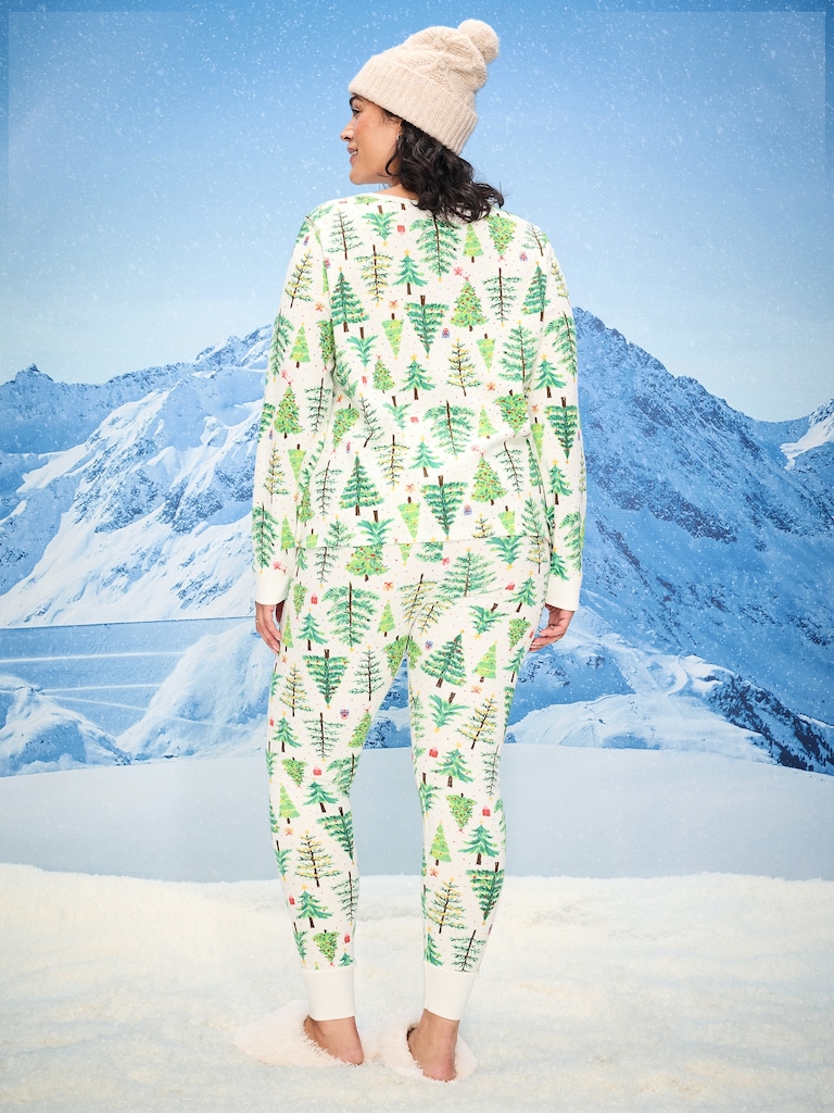 Scoop-Neck Waffle Pajama Top for Women