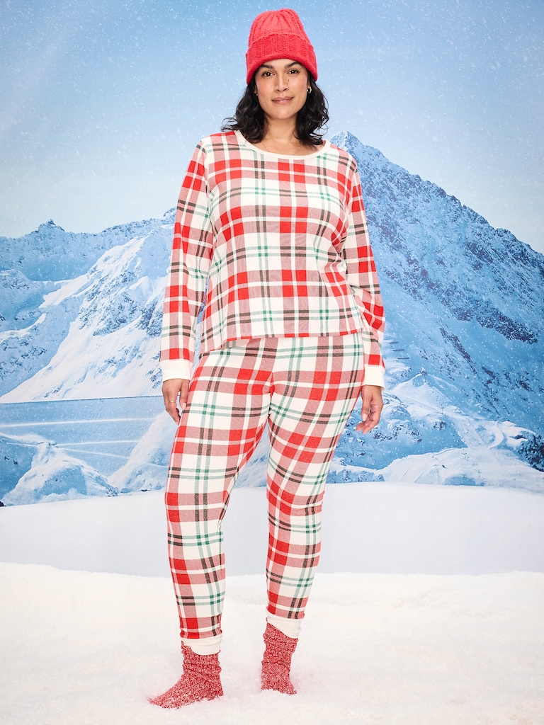 Scoop-Neck Waffle Pajama Top for Women