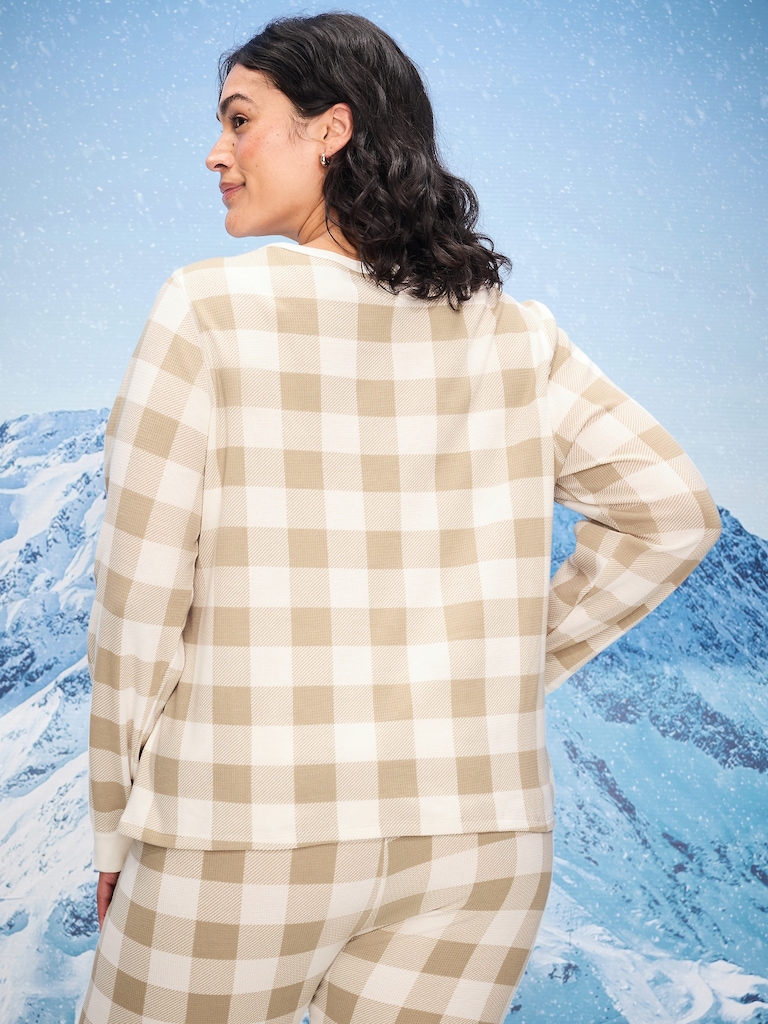 Scoop-Neck Waffle Pajama Top for Women