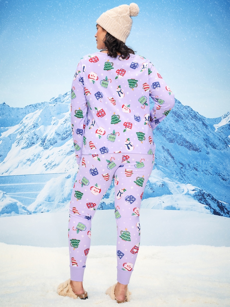 Scoop-Neck Waffle Pajama Top for Women