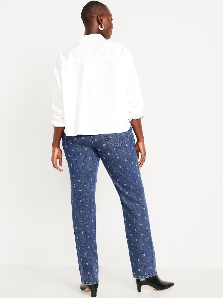 Extra High-Waisted Textured Straight Jeans