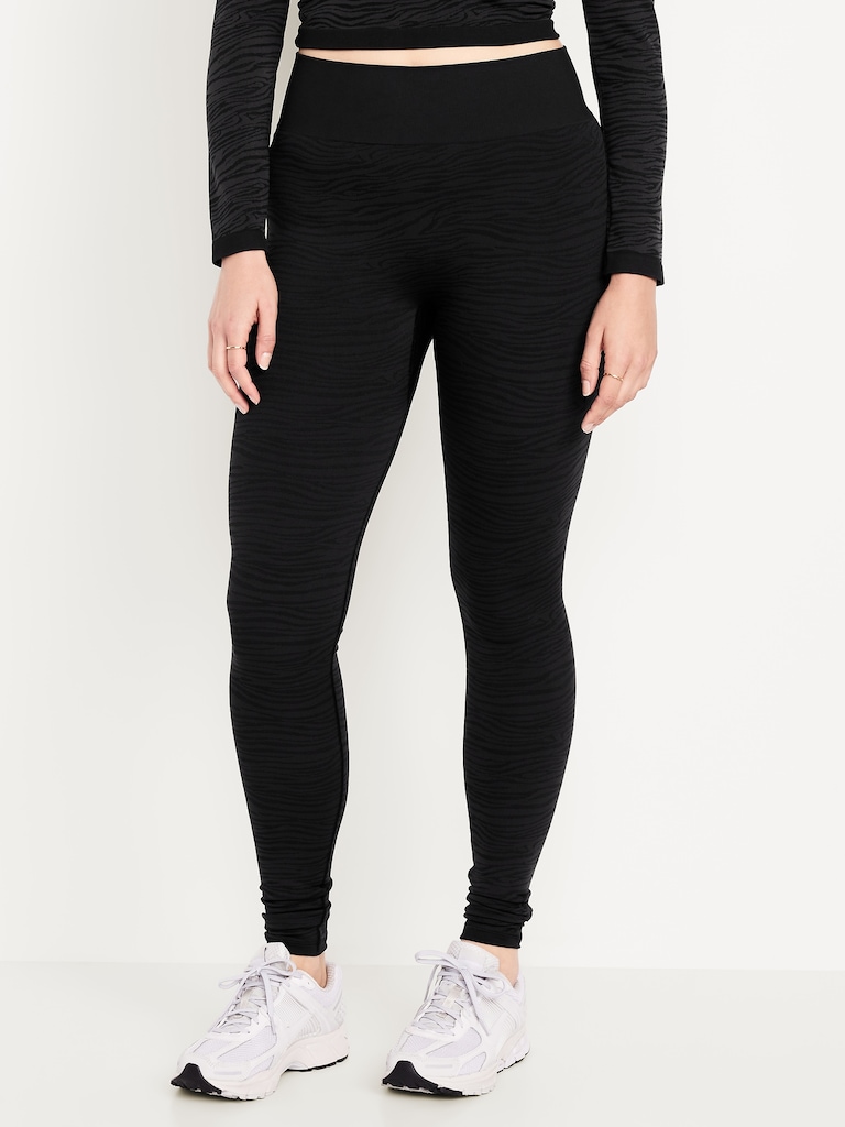 High-Waisted Seamless Jacquard Leggings