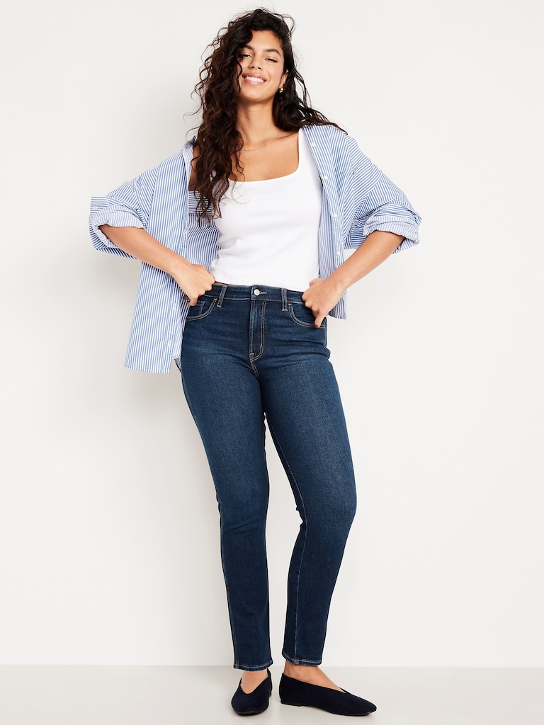 High-Waisted Slim Jeans