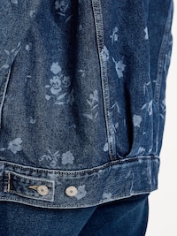 Oversized Floral Print Jean Trucker Jacket