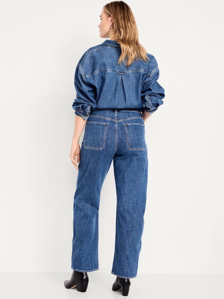High-Waisted Baggy Barrel Utility Jeans