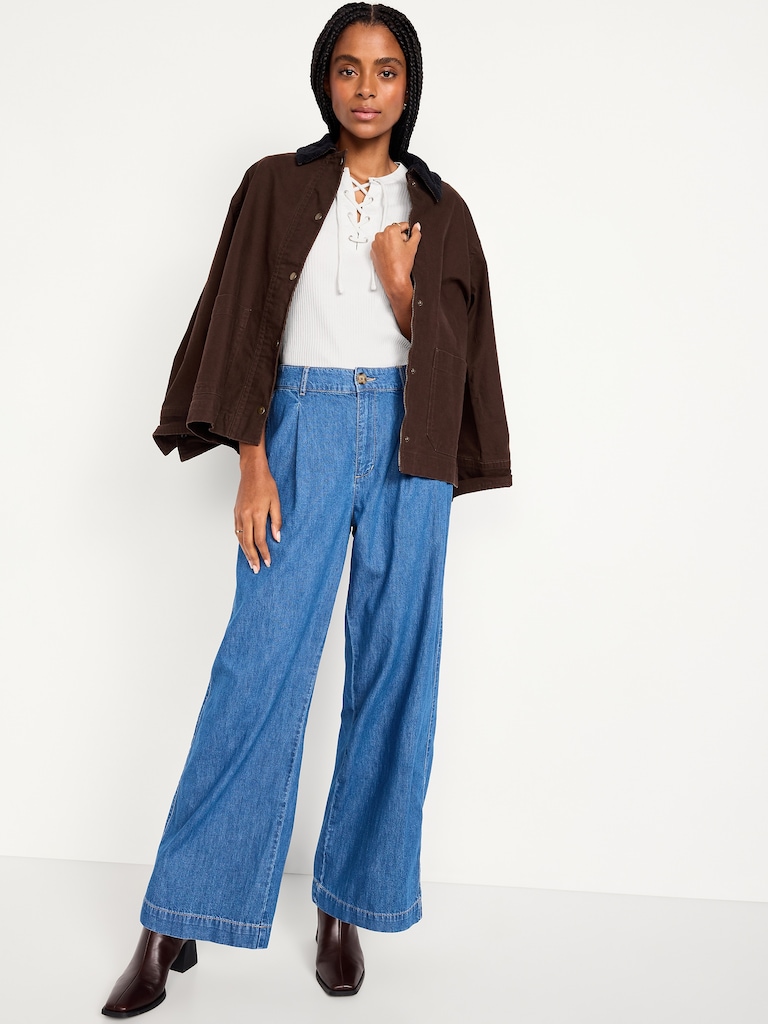 Short Sleeve Lace-Front Top