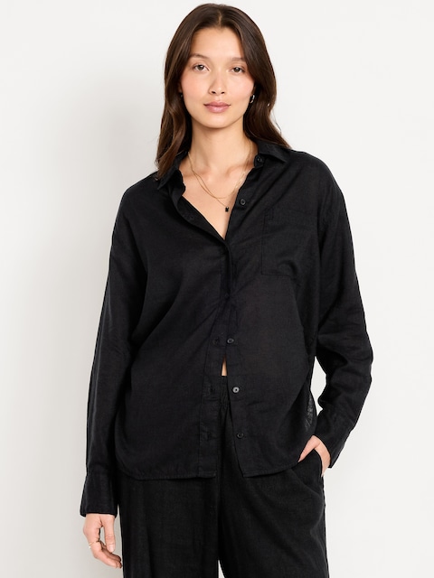 Women's Black Button-Down Shirts | Old Navy