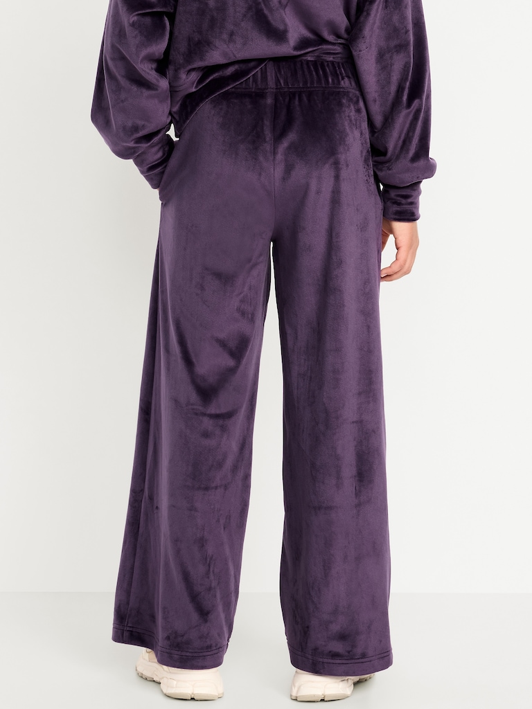 High-Waisted Velour Wide-Leg Pants for Girls
