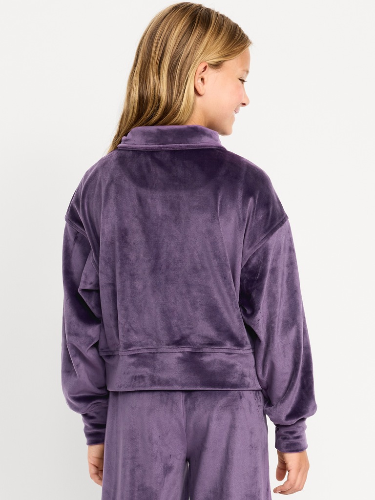 Long-Sleeve Velour Half-Zip Pullover for Girls