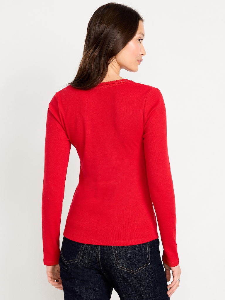 Scoop-Neck Long-Sleeve Ribbed Top