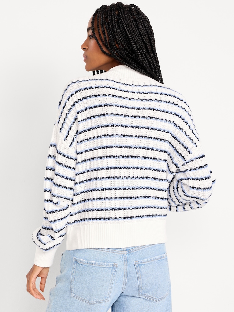 Roll-Neck Seaside Cotton Sweater