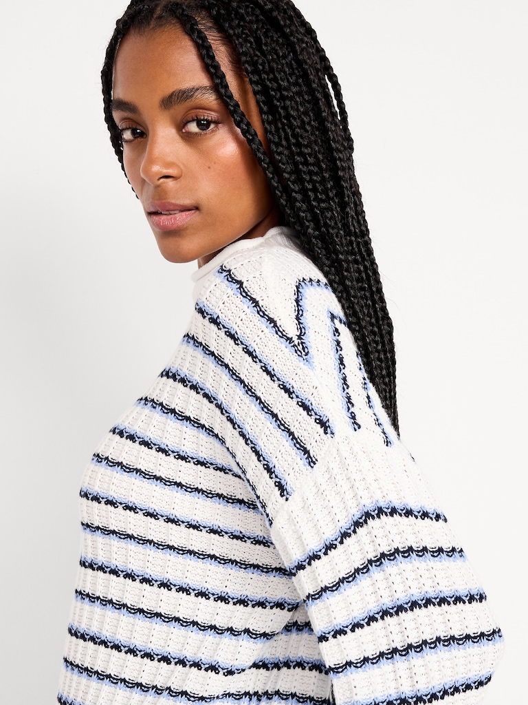 Roll-Neck Seaside Cotton Sweater