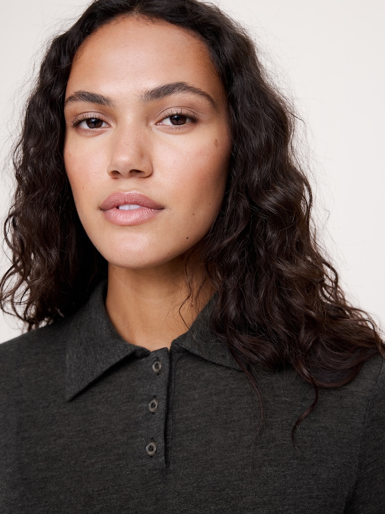 Sheer Lyocell-Wool Polo