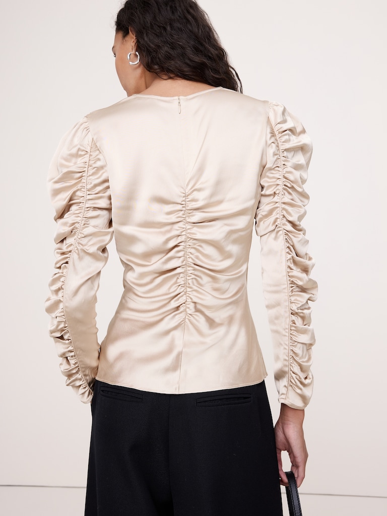 Stretch-Satin Ruched Top
