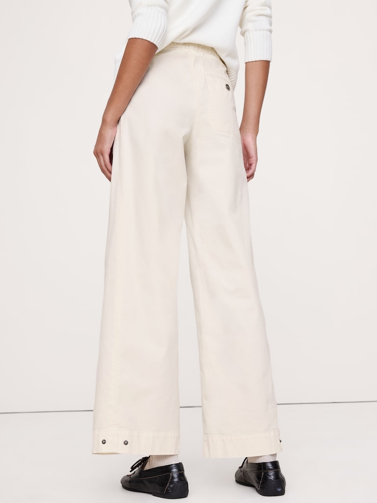 High-Rise Stretch-Canvas Sailor Pant