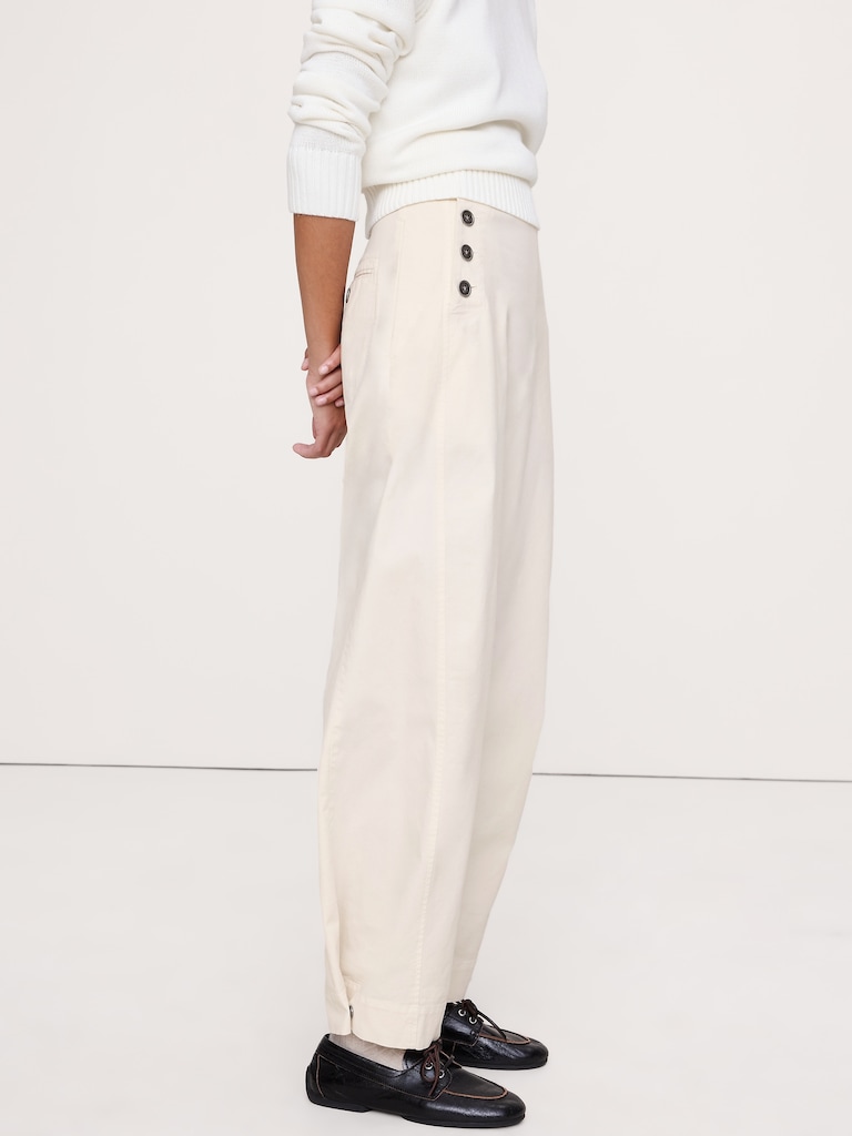 High-Rise Stretch-Canvas Sailor Pant