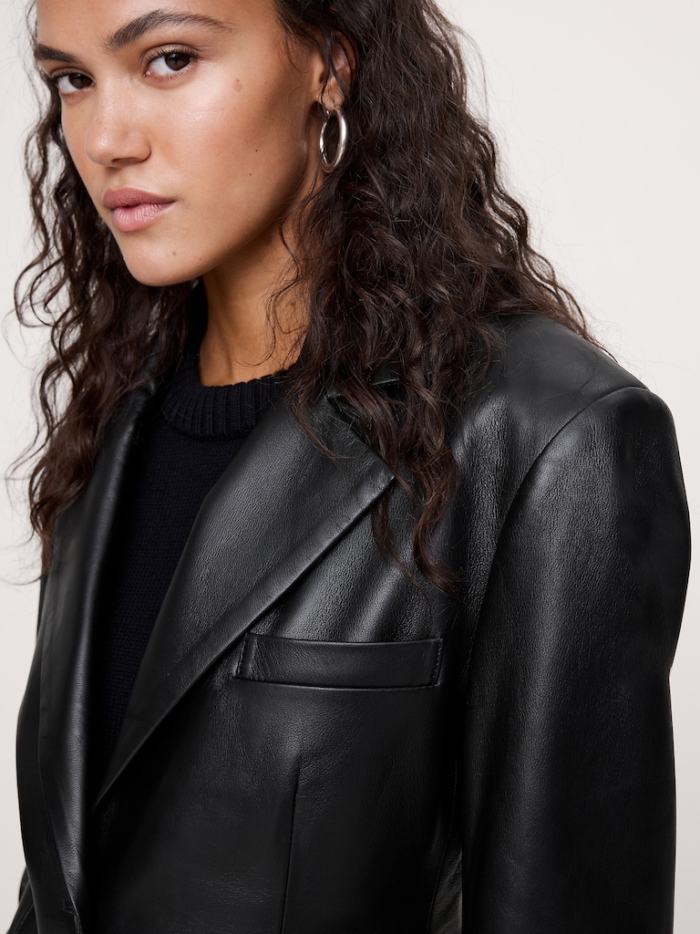 Fitted Leather Blazer