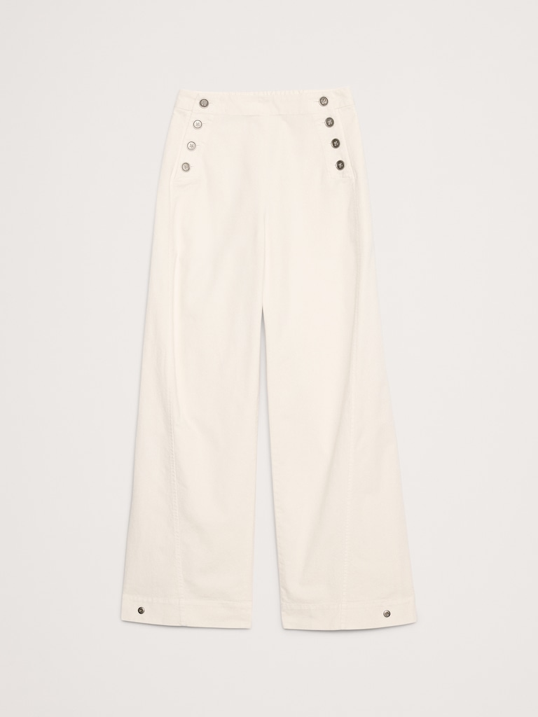 High-Rise Stretch-Canvas Sailor Pant