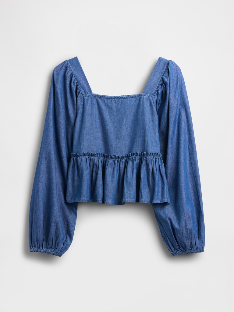 Kids Chambray Peplum Top