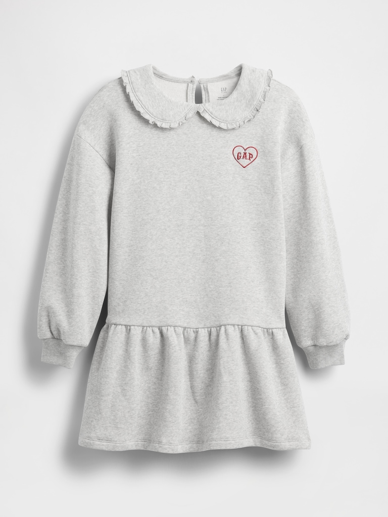 Kids Oversized Ruffle Collar Logo Sweatshirt Dress