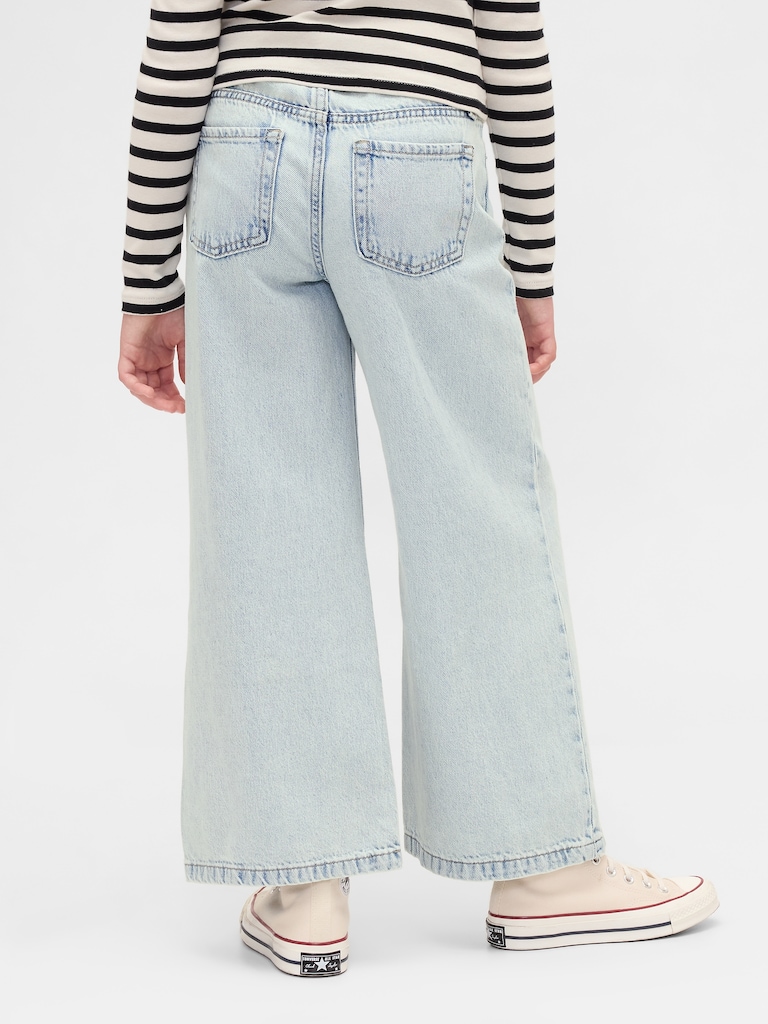 Kids High Rise Stride Wide-Leg Ankle Jeans