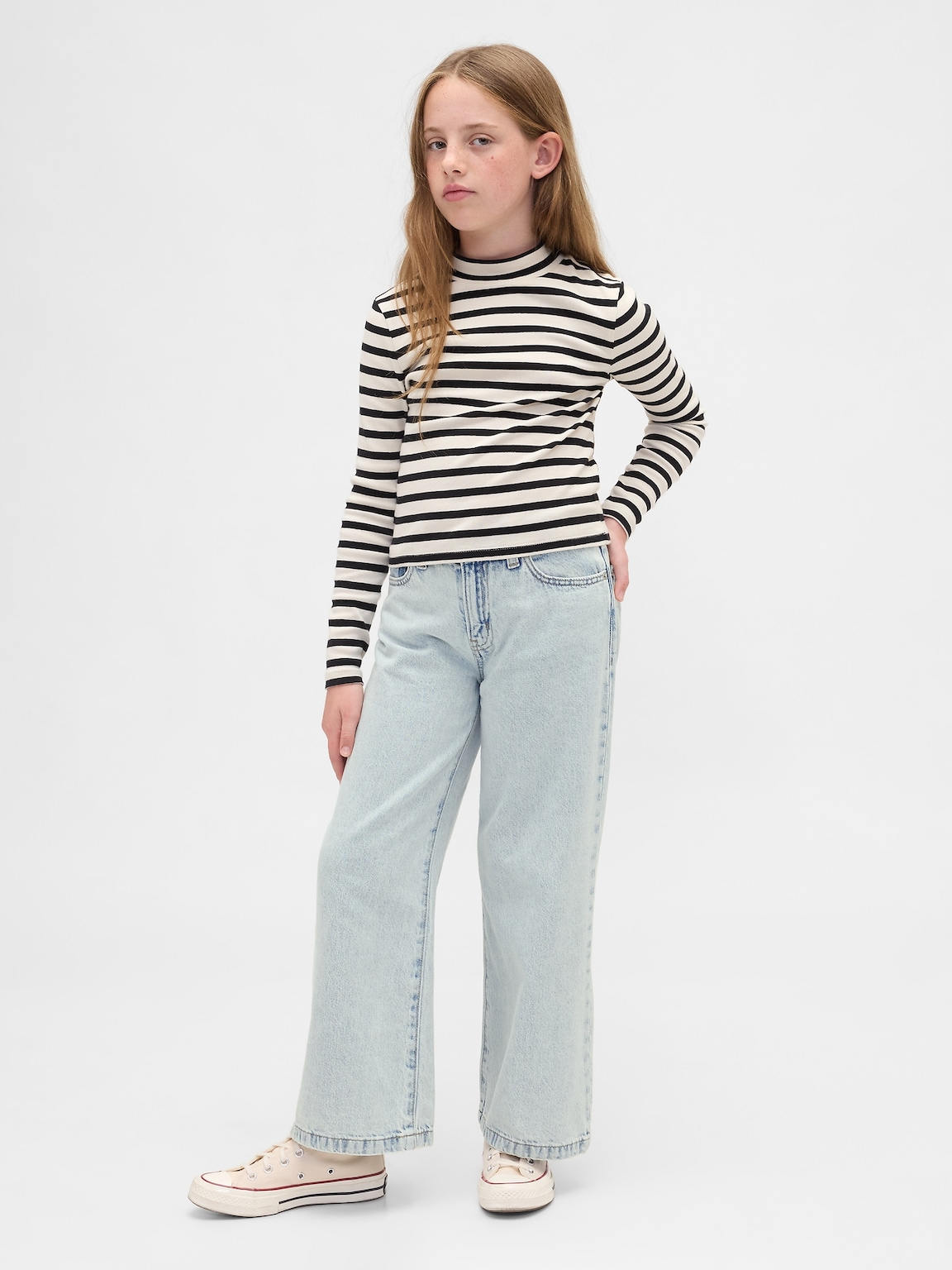Kids High Rise Stride Wide-Leg Ankle Jeans