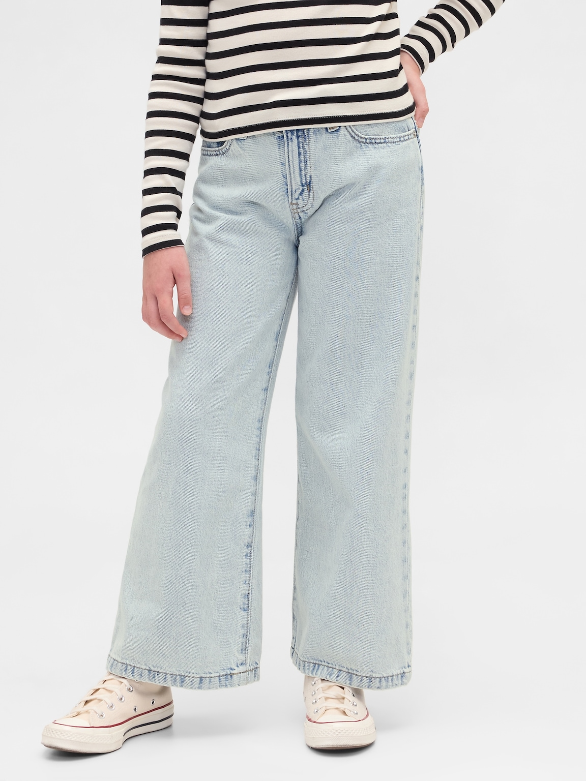 Kids High Rise Stride Wide-Leg Ankle Jeans