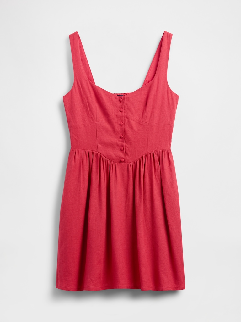 Linen-Blend Drop-Waist Mini Dress