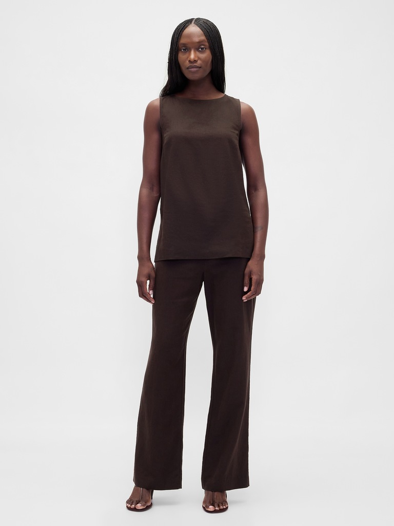 Linen-Blend Shell Tank Top