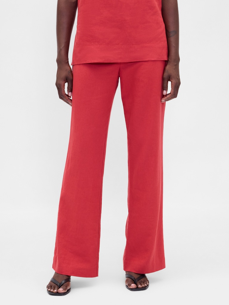 Low Rise Linen-Blend Flare Pants