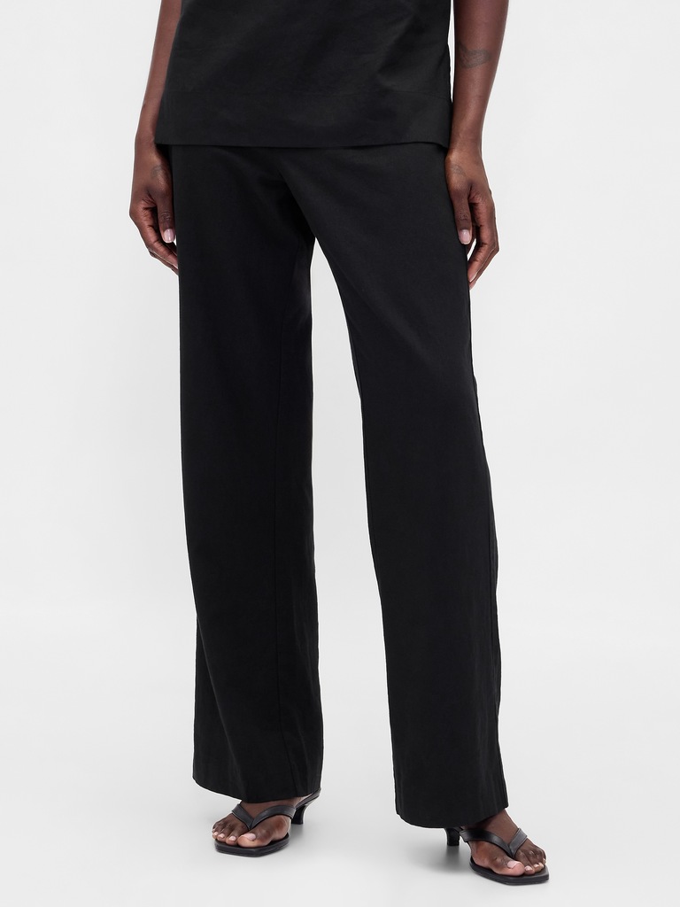 Low Rise Linen-Blend Flare Pants