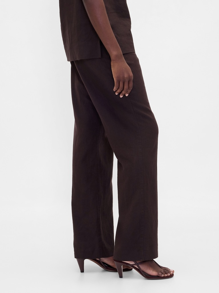 Low Rise Linen-Blend Flare Pants